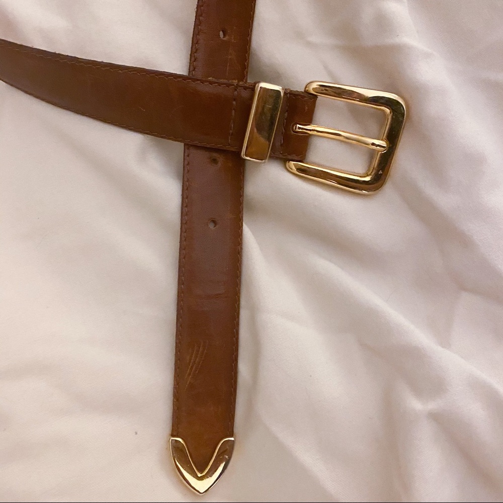 Cognac Brown Genuine Leather Belt